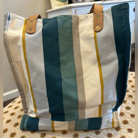 FEED Projects Brand Canvas Market Tote Bag Coastal Stripe-NWOT - Picture 5 of 8